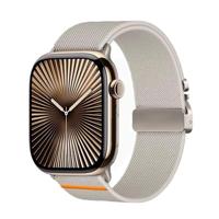 By Qubix - Nylon bandje met Parachute sluiting - Sterrenlicht - Compatible met Apple Watch 44mm / 45mm / 46mm / 49mm - Compatible Apple watch bandjes - thumbnail