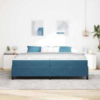 Bedframe met matras Donkerblauw en wit 200 x 200 cm Fluweel - thumbnail