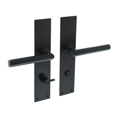 Deurkruk Jura recht Hoek 90° met schild 250x55x2mm WC78/8 zwart