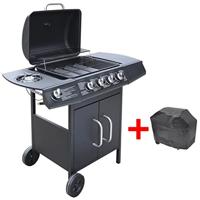 VidaXL Gasbarbecue 4+1 kookzone zwart - thumbnail