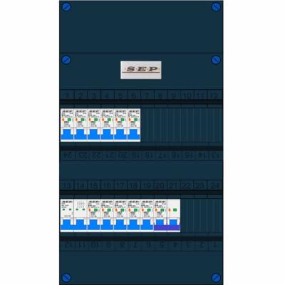 SEP 11 groepenkast 11 aardlekautomaten B16 30mA + kookgroep aardlekautomaat B16 30Ma 400V