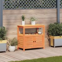 VidaXL Oppottafel met schappen 82,5x45x81 cm massief grenenhout bruin - thumbnail