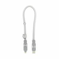 Rolling Square inCharge XL 6-in-1 Snellaadkabel 30 cm - USB-C, Micro USB & Lightning Oplaadkabel voor iPhone, iPad & Android - Wit - thumbnail