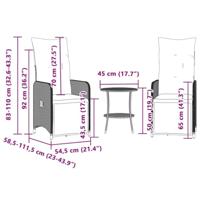 Tuinstoelen 2 st verstelbaar met tafel poly rattan zwart - thumbnail