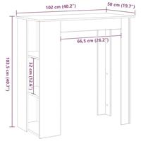 Bartafel met plank Zwart eiken 102 x 50 x 103.5 cm Bewerkt hout - thumbnail