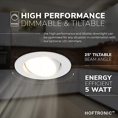 Malta LED inbouwspot - 5 Watt 400 lumen - 2700K warm wit - Dimbaar - Rond - Kantelbaar - IP44 waterdicht - Wit - Incl. Quick Connector box