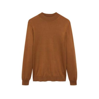 Mango Man fijngebreide wollen trui camel