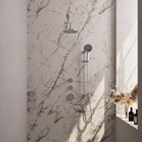 Regendoucheset Inbouw Brauer Chrome Edition Thermostatisch 20cm met Gebogen Wandarm, Glijstang en Handdouche 3-Standen Losse Stopkranen Chroom - thumbnail