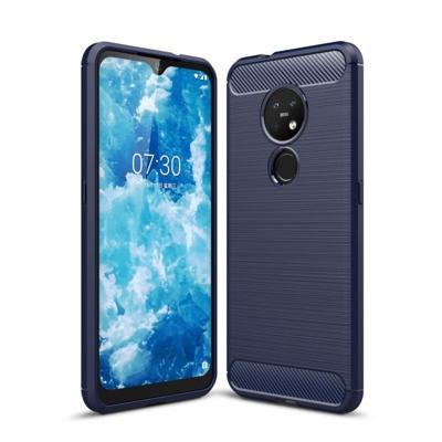 Voor Nokia 7 2 & 6 2 geborsteld textuur koolstofvezel TPU beschermhoes (marineblauw) Voor Nokia 7 2 & 6 2 geborsteld textuur koolstofvezel TPU beschermhoes (marineblauw)