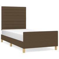 Bedframe zonder matras 90x190 cm stof donkerbruin - thumbnail