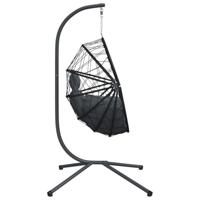 Hangstoel met standaard rattan en staal antracietkleurig - thumbnail