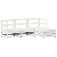 4-delige Loungeset massief grenenhout wit - thumbnail