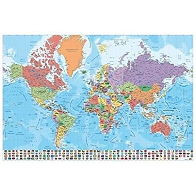 Poster Map World - Physical Politic - Spaans - 91,5x61cm