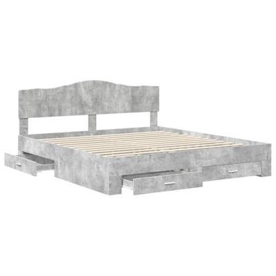 Bedframe met hoofdeinde Beton Grijs 180 x 200 cm Bewerkt hout