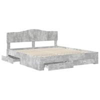 Bedframe met hoofdeinde Beton Grijs 200 x 200 cm Bewerkt hout - thumbnail