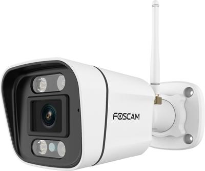 Foscam V5P 5MP Dual-Band WLAN bewakingscamera met geïntegreerde koplamp en een alarmsirene (wit)