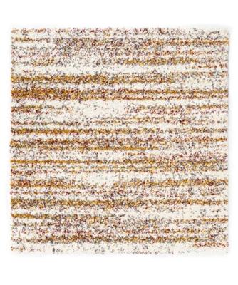 Boho&me Vierkant hoogpolig vloerkleed strepen Artisan - wit|multi - Boho&me Vierkant hoogpolig vloerkleed strepen Artisan - wit|multi -