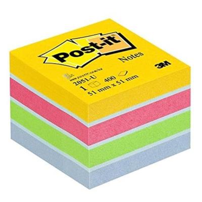 Post-it Notes mini kubus, 400 vel, ft 51 x 51 mm, geassorteerde kleuren