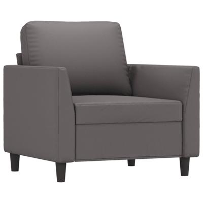 3-delige Loungeset met kussens kunstleer grijs