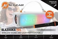 N-Gear Blazooka 703W - Draagbare Bluetooth Speaker - Met Microfoon & Verlichting - Wit - thumbnail
