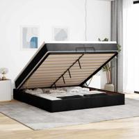 Ottoman bed met matrassen 200x200cm stof zwart - thumbnail