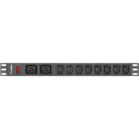 Lanberg PDU-02I1908I-0200-C20-BK energiedistributie 10 AC-uitgang(en) 1U Zwart - thumbnail