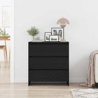 Dressoir 70x41x75 cm bewerkt hout zwart eikenkleur - thumbnail