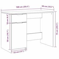 Bureau met lade Zwart eiken 100 x 50 x 75 cm Bewerkt hout - thumbnail