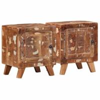 Nachtkastje 2 st 40x32x46 cm massief gerecycled hout - thumbnail
