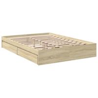 Bedframe met lades bewerkt hout sonoma eikenkleurig 120x190 cm - thumbnail