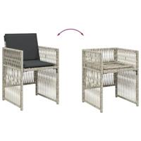 11-delige Tuinset met kussens poly rattan lichtgrijs - thumbnail