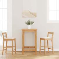 Barkrukken met kussens 2 stuks natuurlijk massief hout rubber - thumbnail