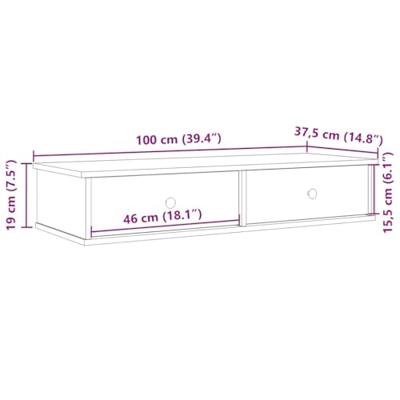 Wandschap met lades 100x37,5x19 cm bewerkt hout oud houtkleurig Wandschap met lades 100x37,5x19 cm bewerkt hout oud houtkleurig