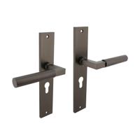 Intersteel Deurklink Bau-Stil op schild profielcilindergat 55mm antraciet grijs - thumbnail