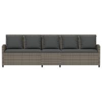 Tuinbank 5-zits met kussens poly rattan grijs - thumbnail