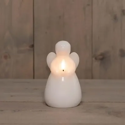Kaars engel wax led 3d vlam op batterij met timer d8.5h14.5 cm wit Anna's Collection - Annas collection
