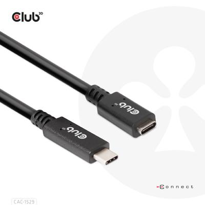 Club 3D usb-c gen 1 verlengkabel (zwart, 1 meter, 5 gbp/s, 60 watt)