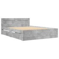Bedframe met hoofdeinde bewerkt hout betongrijs 120x200 cm - thumbnail