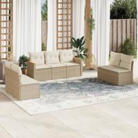 8-delige Loungeset met kussens poly rattan beige - thumbnail