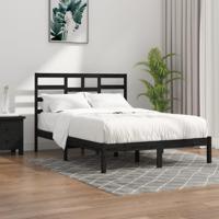 Bedframe massief hout zwart 140x190 cm - thumbnail