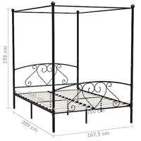 Hemelbedframe metaal zwart 160x200 cm - thumbnail