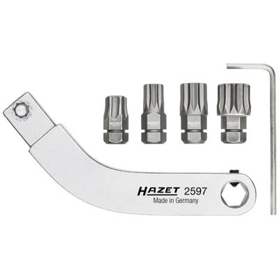 HAZET Deurscharnier insteekgereedschap | gebogen bithouder | SW T45, M8, M10, M12 | 9 x 12 mm insteekvierkant massief | 5/16 inch (8 mm) zeskant hol |
