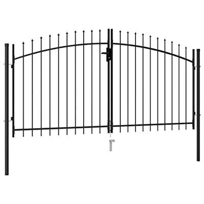 Poort met puntige bovenkant dubbel 3x1,5 m staal zwart