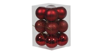 Othmar Decorations Kerstballen - 12x st - rood - D6 cm - kunststof   -