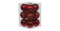 Othmar Decorations Kerstballen - 12x st - rood - D6 cm - kunststof   - - thumbnail