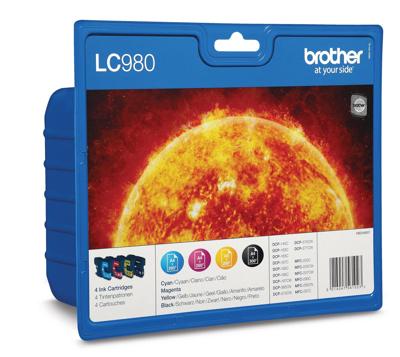 Brother inktcartridge, 260 - 300 pagina's, OEM LC-980VALBP, 4 kleuren Brother inktcartridge, 260 - 300 pagina's, OEM LC-980VALBP, 4 kleuren