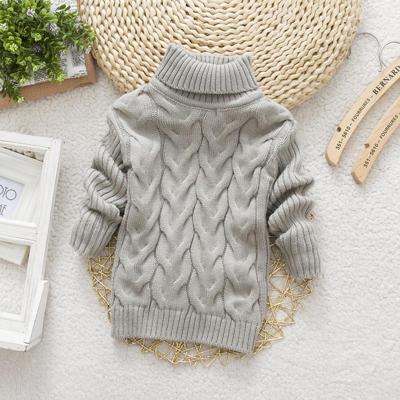 Grijze winter Kinder dikke effen kleur Knit Bottoming coltrui Pullover trui hoogte: 16 grootte (90-100cm)