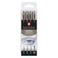 Sakura pigma micron fineliner set, 4 maten, koelgrijs - thumbnail