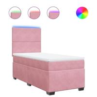 Boxspring met matras fluweel roze 90x200 cm - thumbnail