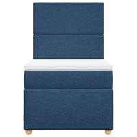 Boxspring met matras stof blauw 140x200 cm - thumbnail